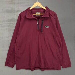 Drake Clothing Company 1/4 Zip Pullover Maroon Grid Fleece XL
